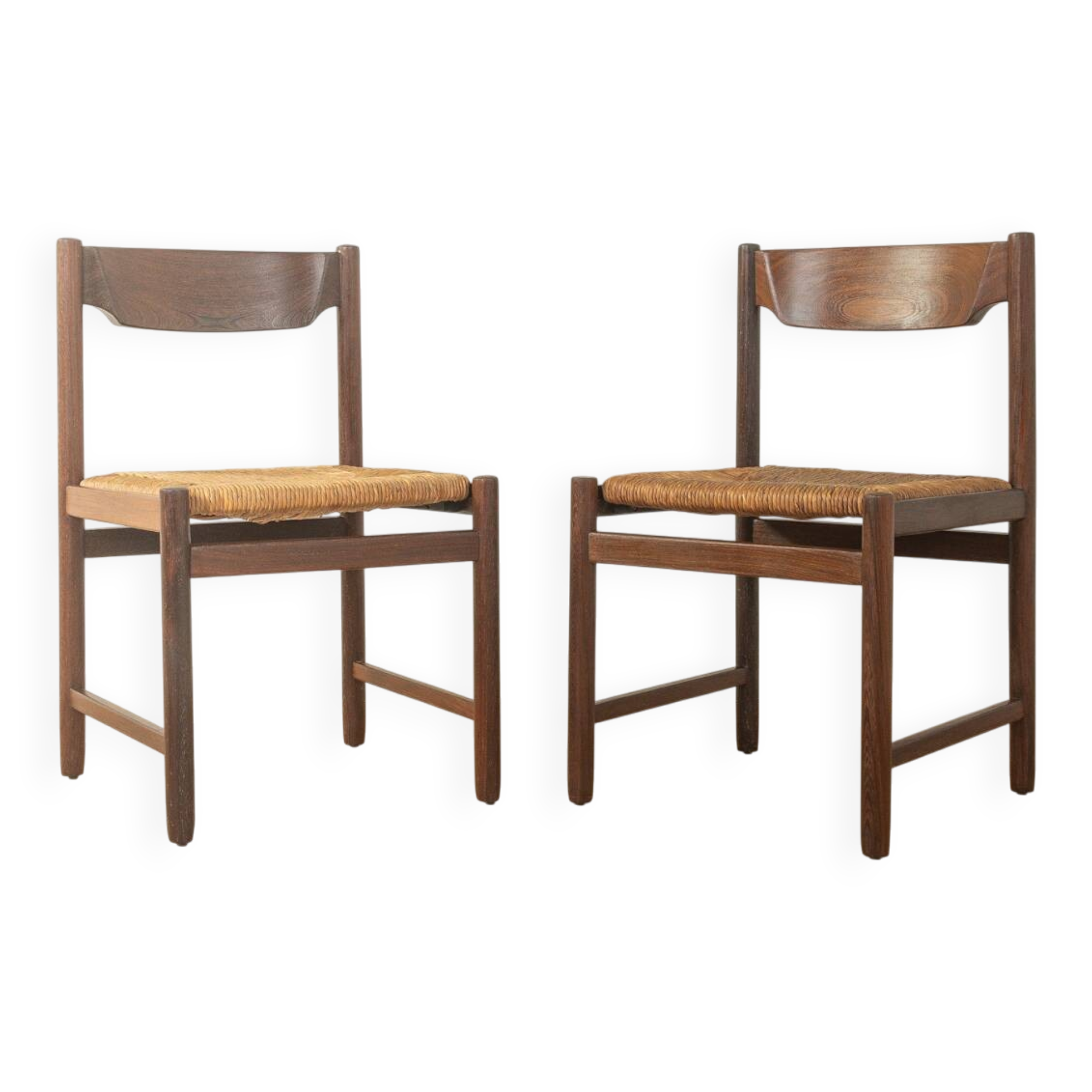 Dining chairs from the 1970s with original seagrass weave (set of 2)