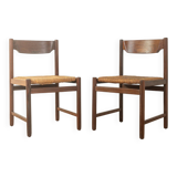 Dining chairs from the 1970s with original seagrass weave (set of 2)