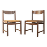 Chaises de salle à manger des années 1970 avec tressage d'origine en jonc de mer (lot de 2)