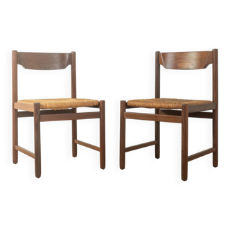 Dining chairs from the 1970s with original seagrass weave (set of 2)