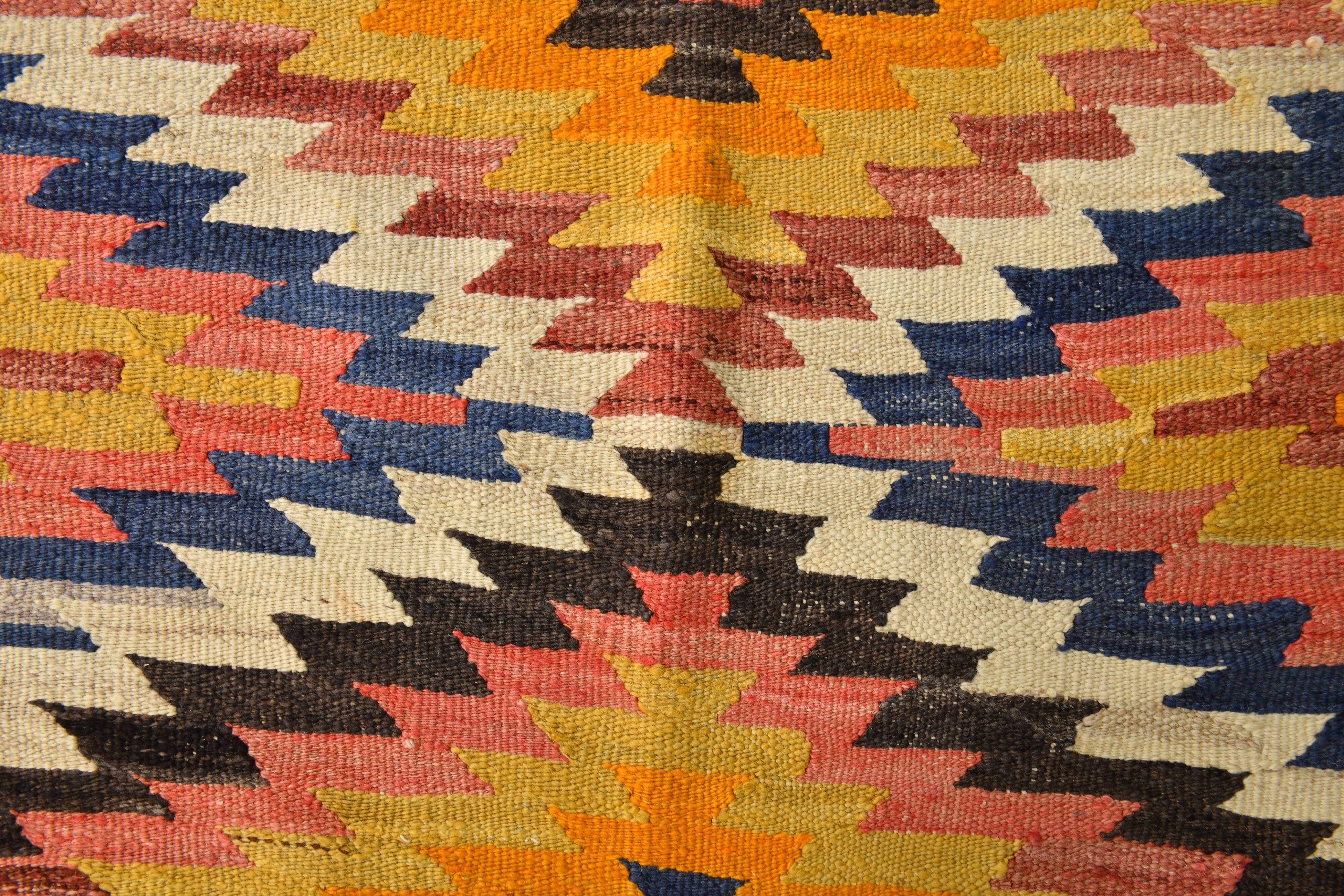 5x6 Turkish Hand Woven Multicolor Kilim Carpet Rug, 160x190 Cm