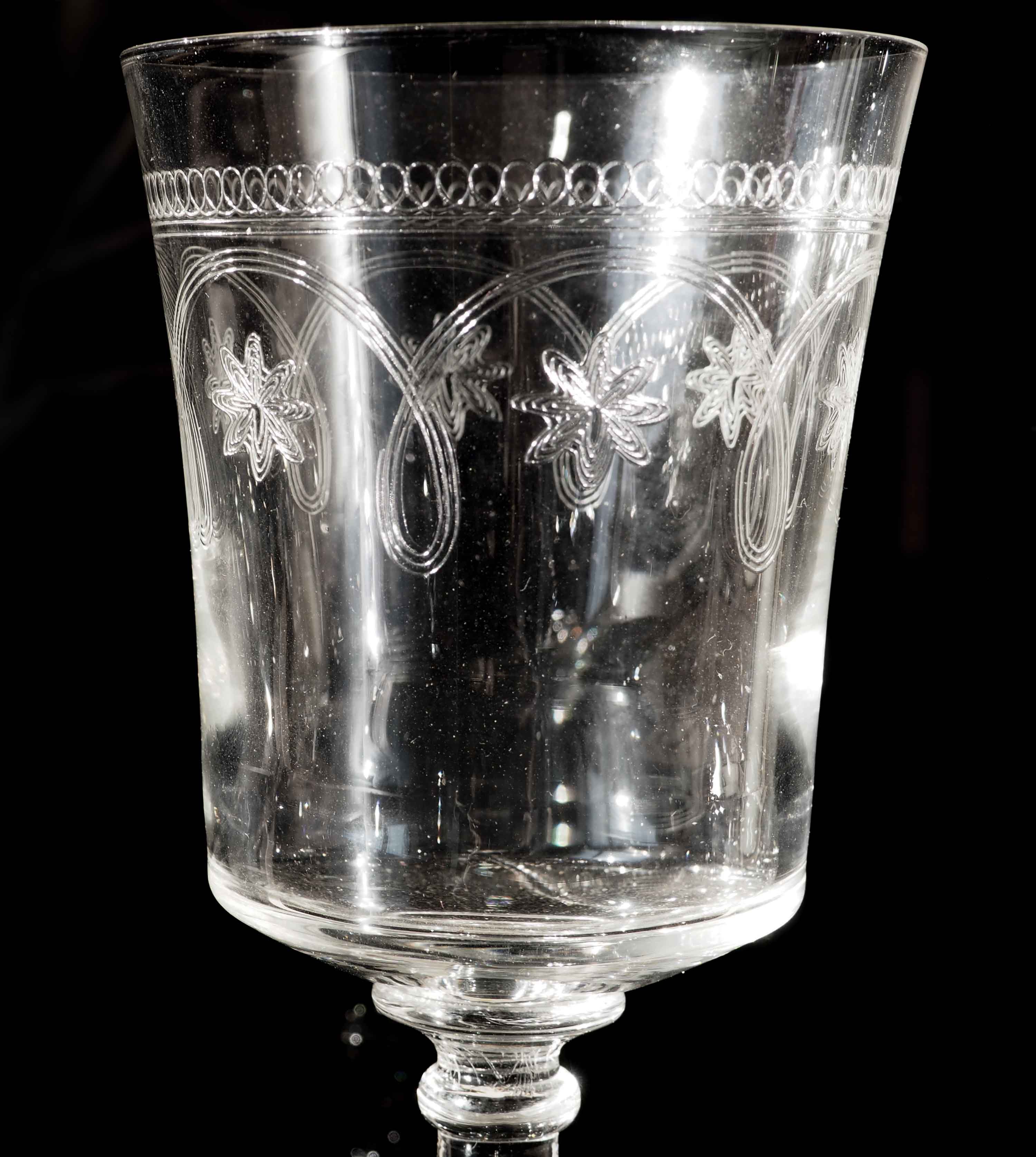 6 engraved antique wine glasses