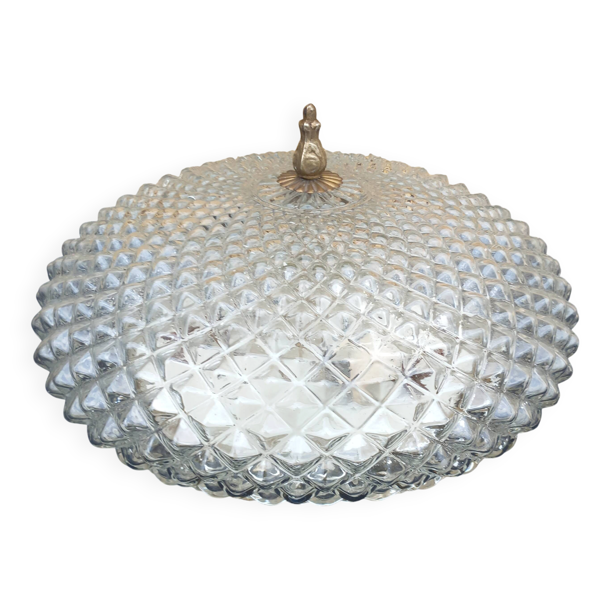 Vintage glass and brass ceiling light.