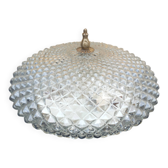 Vintage glass and brass ceiling light.