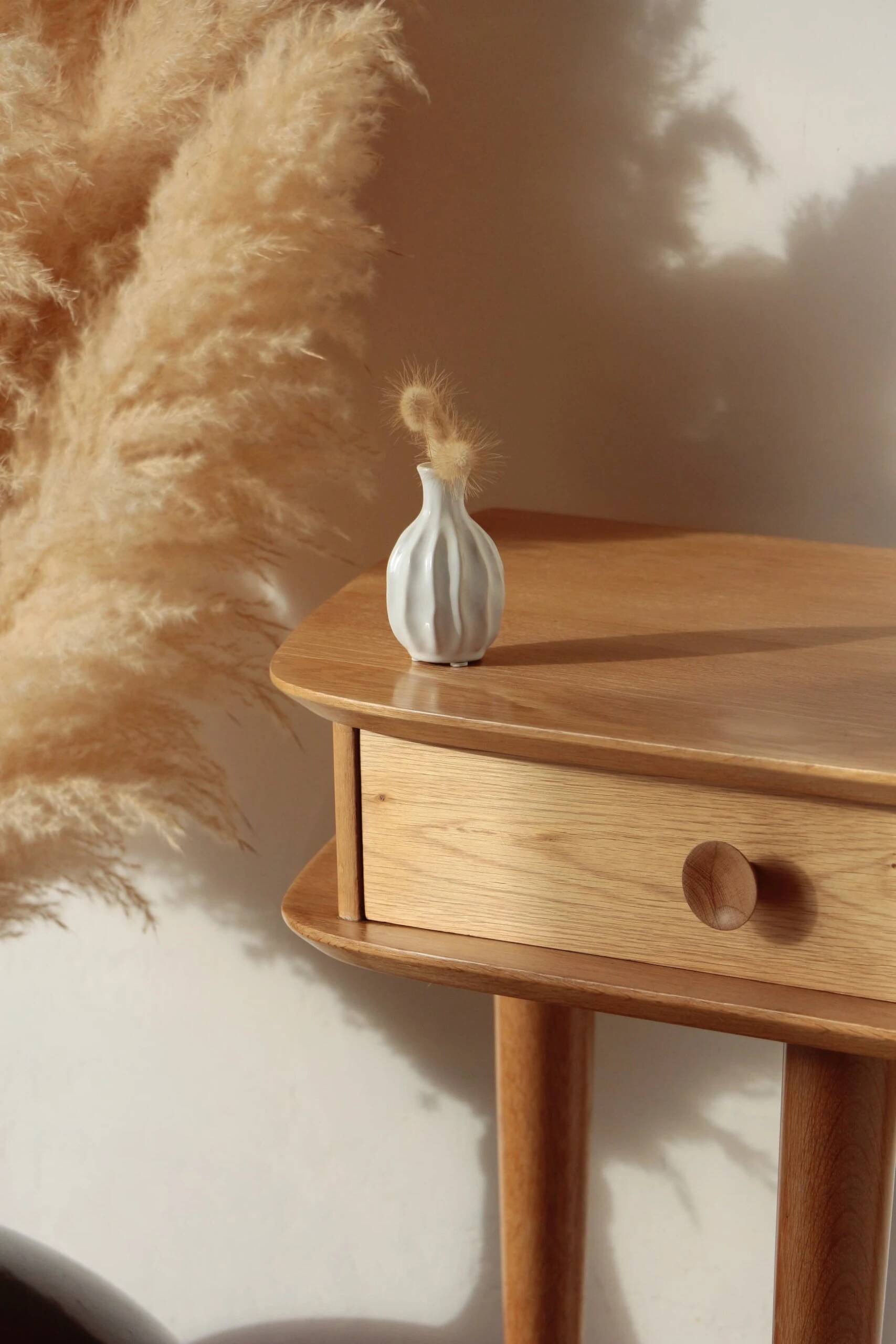 Solid oak tripod console table – vintage & restored