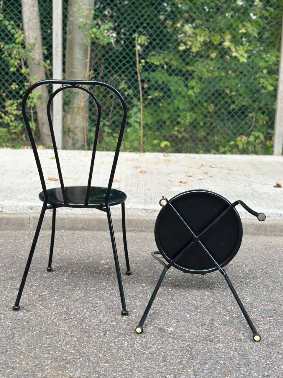 Pair of vintage bistro chairs in black metal — Terrace & Balcony