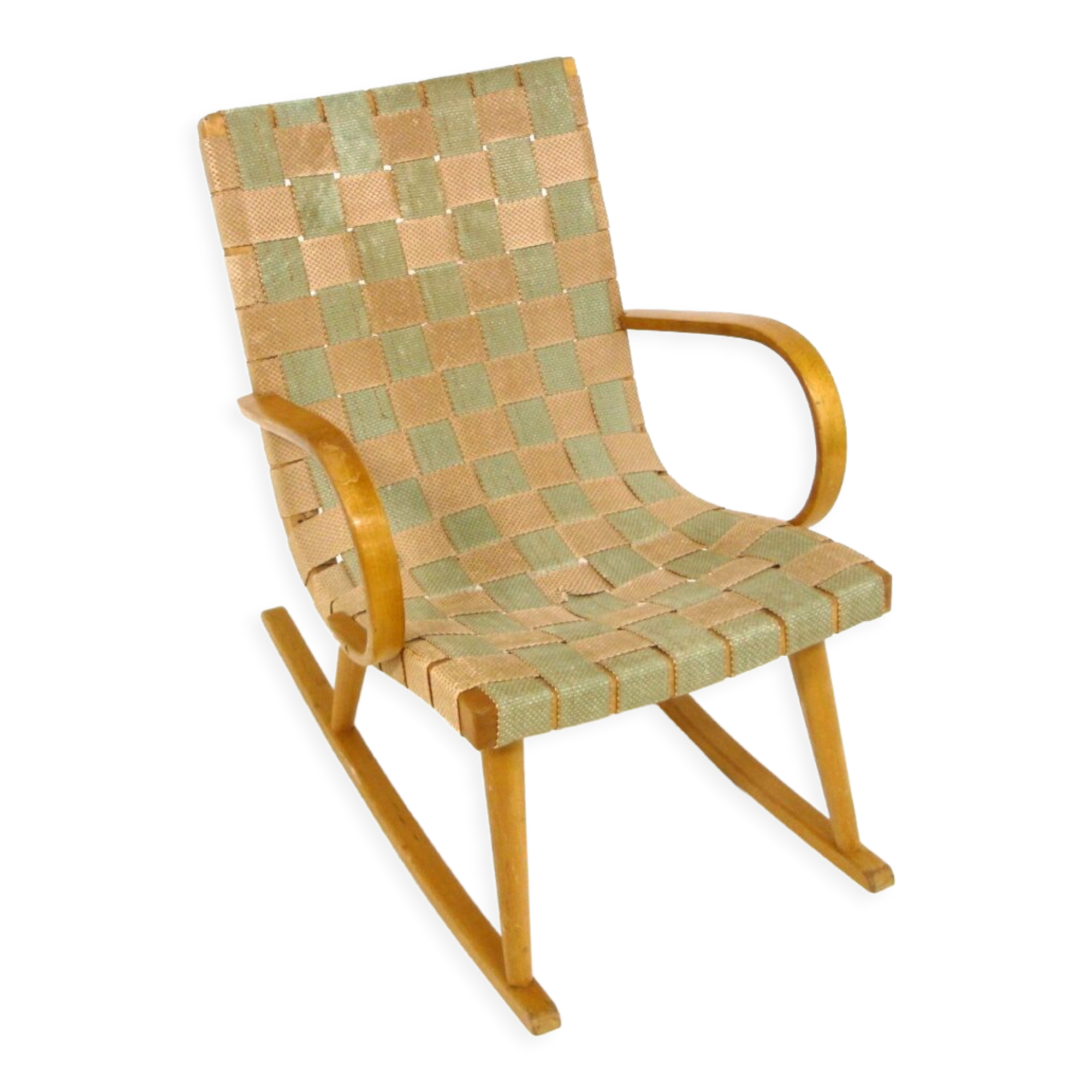 Scandinavian burlap rocking chair, Sweden, 1970