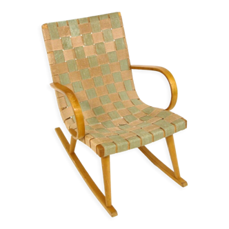 Rocking-chair scandinave en toile de jute, Suède, 1970