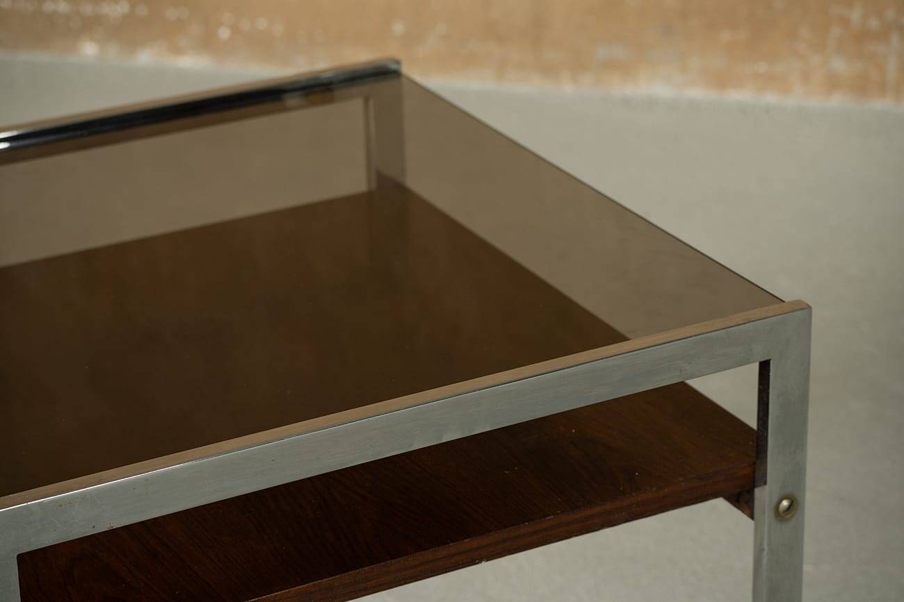 Rosewood and steel coffee table, Denmark, 1970s