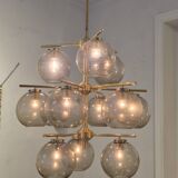 Holger Johansson, brass and grey glass chandelier, The Modern Scandinavian
