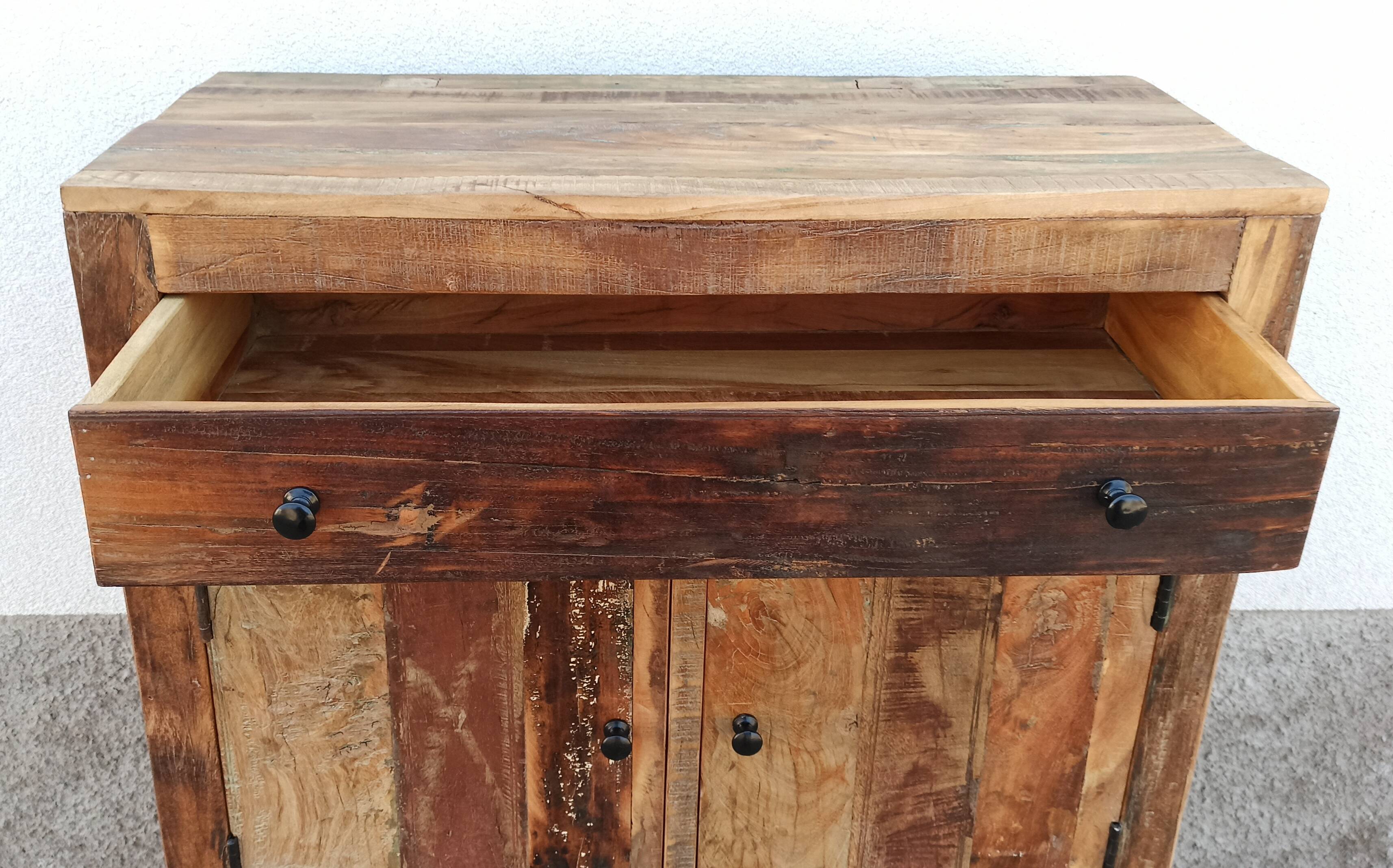 Antique wooden cabinet with 4 doors and 1 drawer