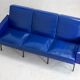 Sofa imitation leather blue and steel, 3 seats, France, circa 1960