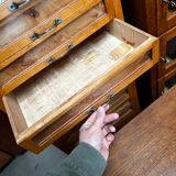 Vintage italian beech haberdashery shop cabinet, 1950s