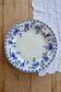 Large round antique plate, blue and white Dresden porcelain.