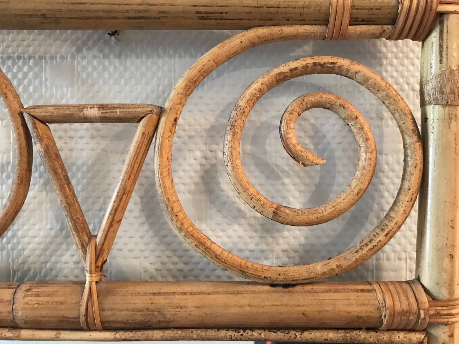 old rattan bamboo mirror owl shape vintage owl