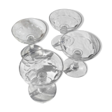 Champagne glasses 1 set of 4 crystal with flat ribs on curve