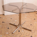 Seventies glass and chrome dining table