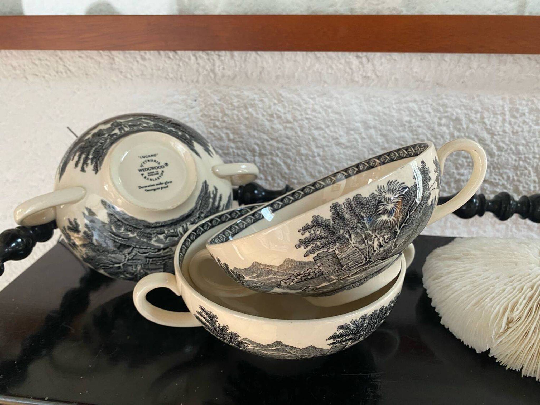 Set of 3 Wedgwood bowls in the Lugano pattern.