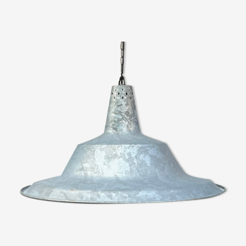Pendant lamp in galvanized metal (zinc) 1970 1980 diametre 73 cm height 50 cm