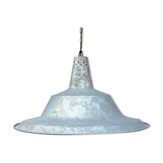 Pendant lamp in galvanized metal (zinc) 1970 1980 diametre 73 cm height 50 cm