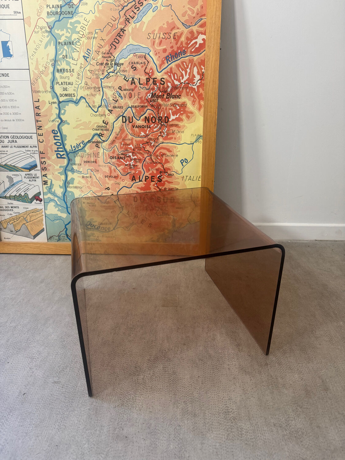 Side table - end table Miche Dumas smoked Plexiglass