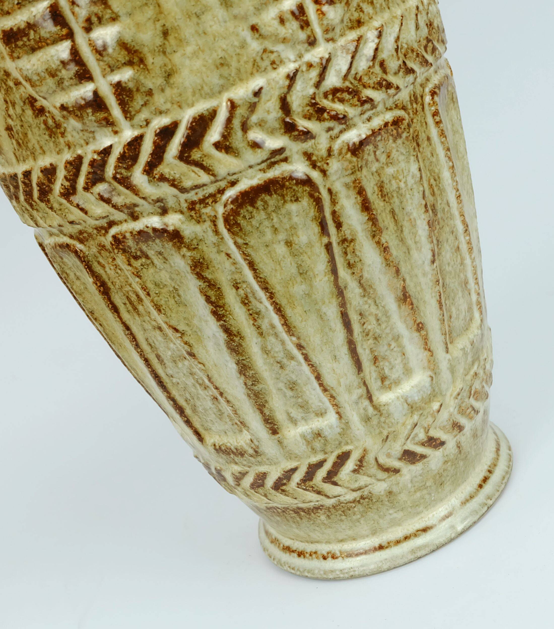 1960s 70s bay keramik VASE floorvase 72 40 beige and brown relief pattern