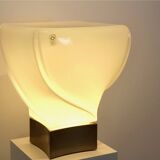 Leucos table lamp, handmade, limited edition in white opalescent glass