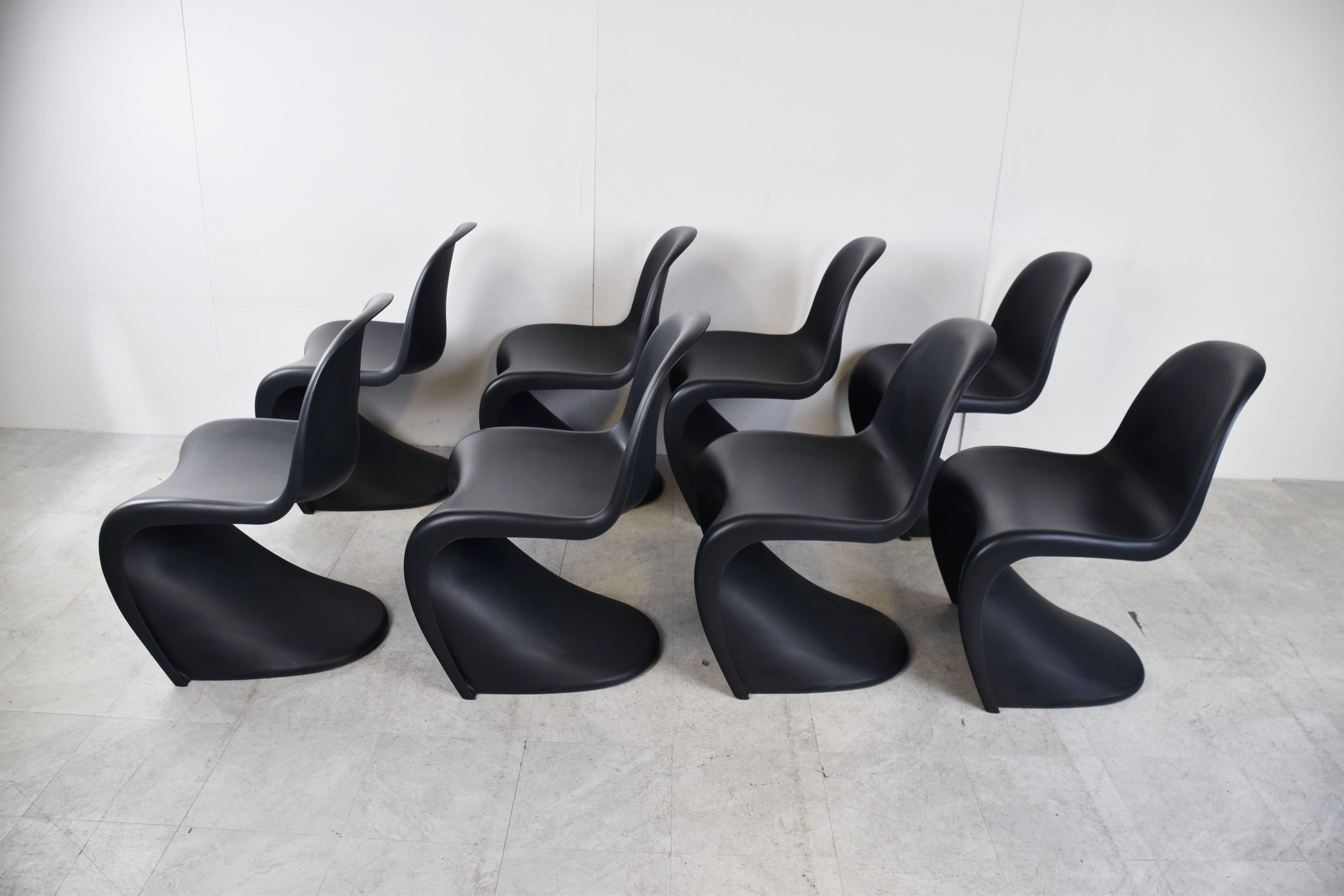 Black panton dining chairs, set of 8