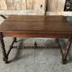 Old desk style henri ii table + drawer wood turned vintage