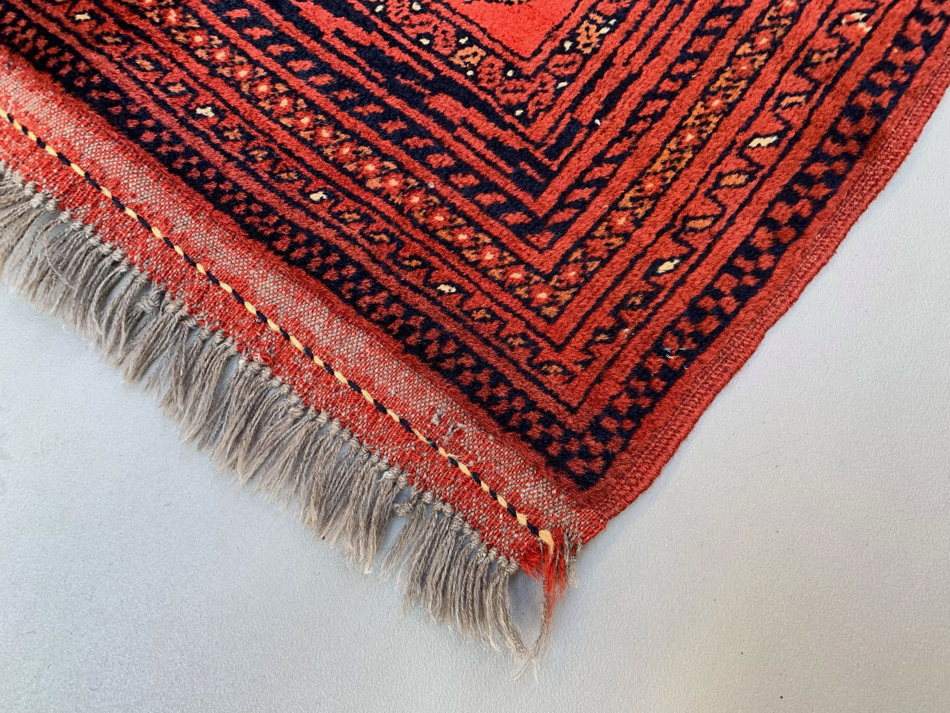 Vintage Afghan Turkoman Khalmohammadi Rug 284x213 cm, Red, Black Tribal Large