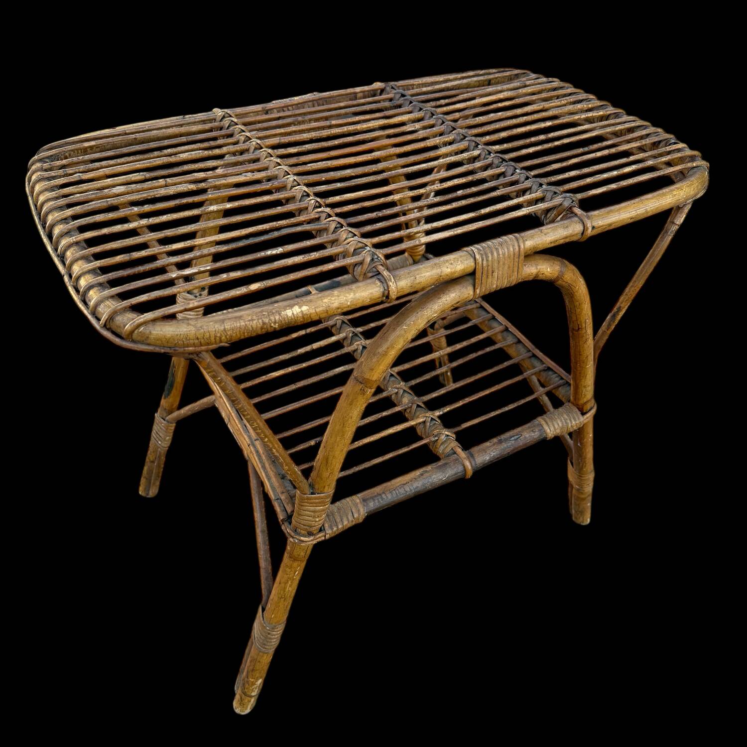 Rattan coffee table in the style of Franco Albini, Italy, 1960s