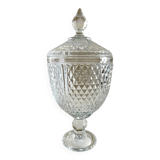 Bonbonnière en verre sur pied avec couvercle