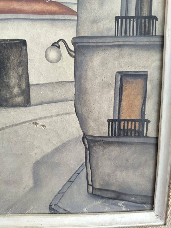 Scène parisienne – huile sur toile, Foussa Itaya, 1964