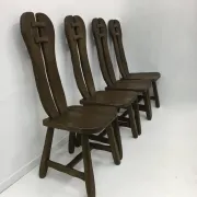 Set of 4 Belgian brutalist dining chairs from De Puydt, 1970s