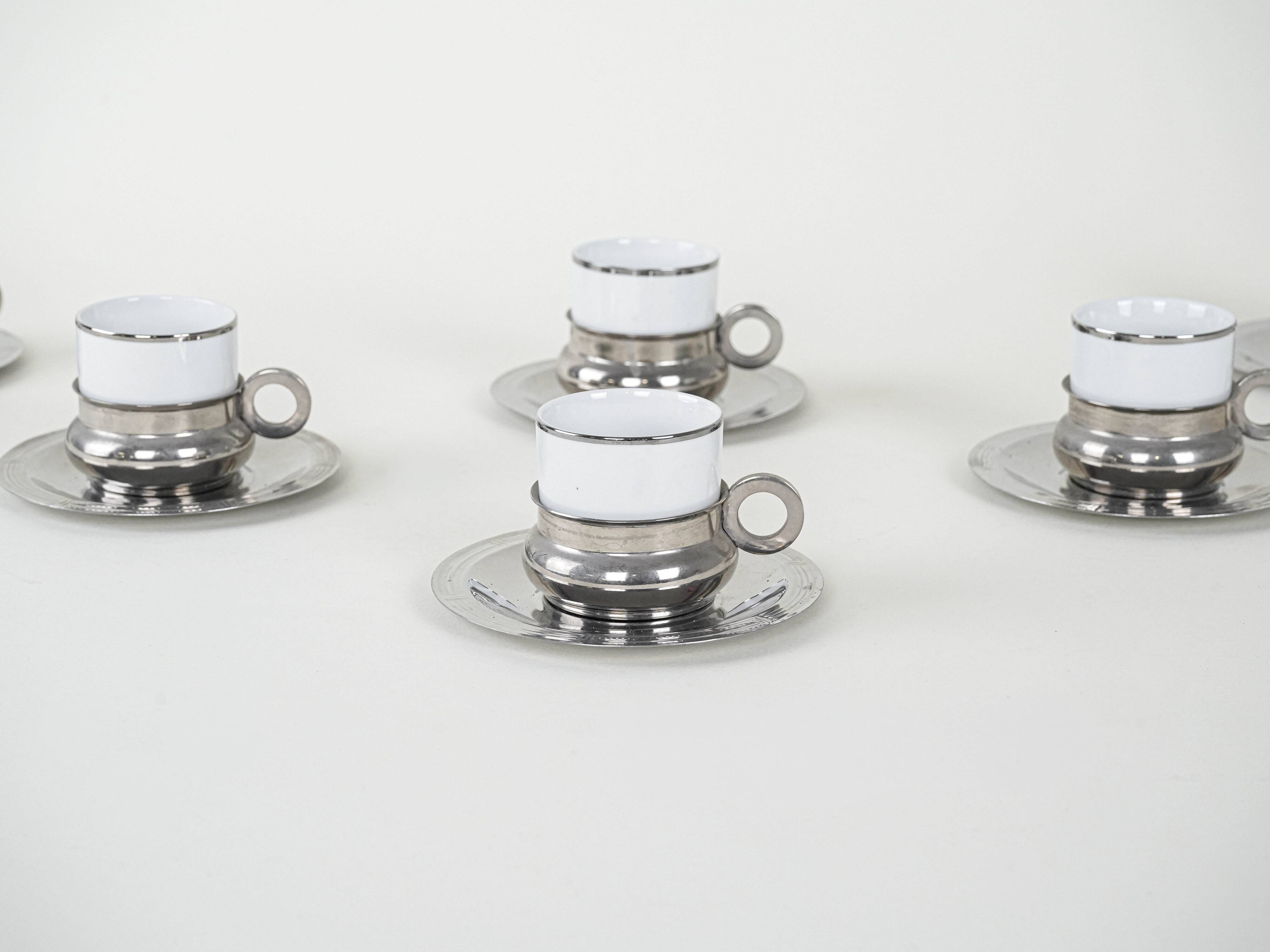 Set of porcelain cups, Italian design, 1980s, production: Italy