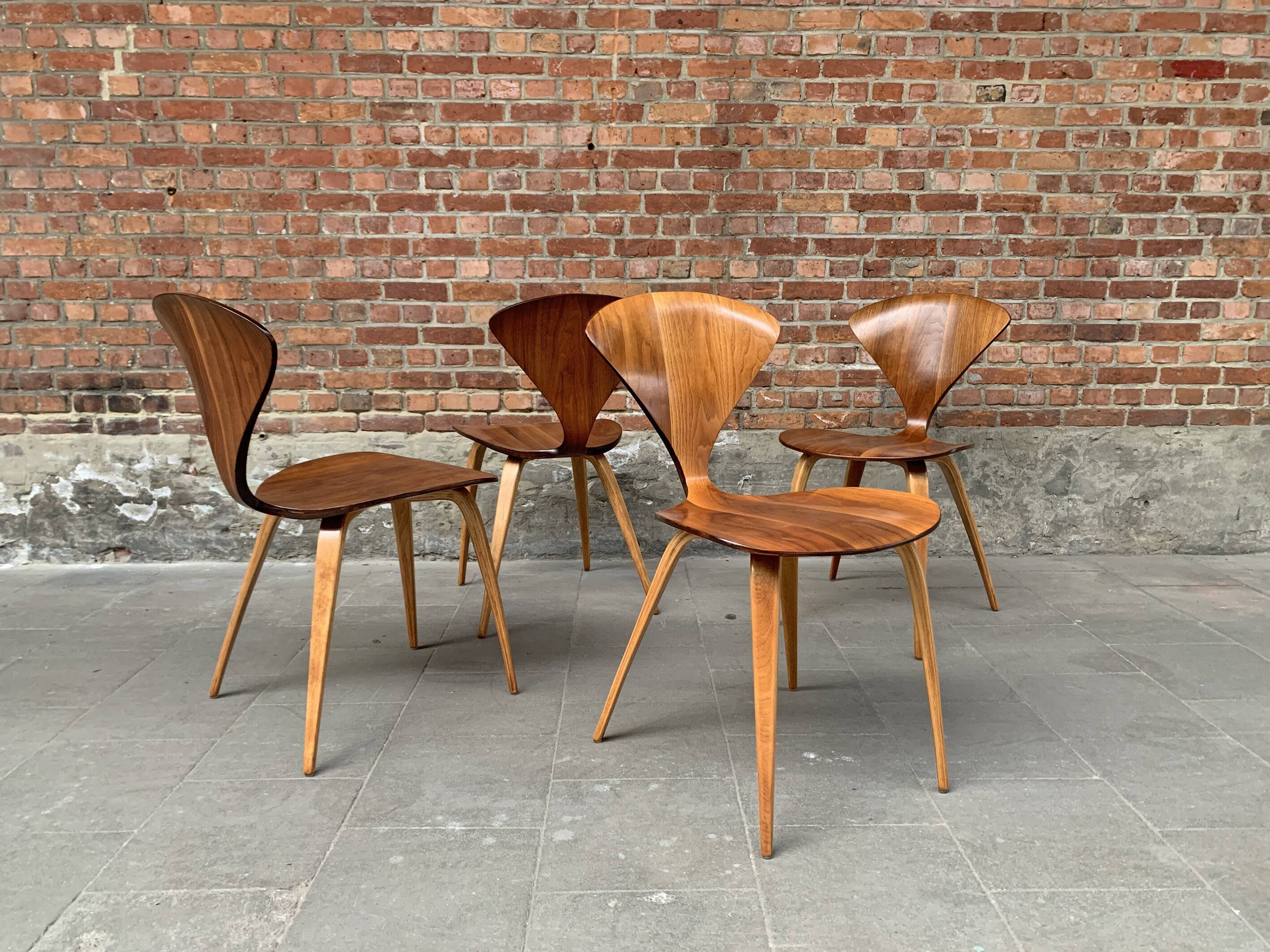 Set of 4 Norman Cherner chairs for Plycraft USA in teak, 1960s