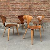 Set of 4 Norman Cherner chairs for Plycraft USA in teak, 1960s