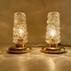 Pair Vintage Bubble Glass Table Lamps, Bedside, Brass