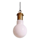 Large bulbous pendant light in white opaline and brass, 1960s.