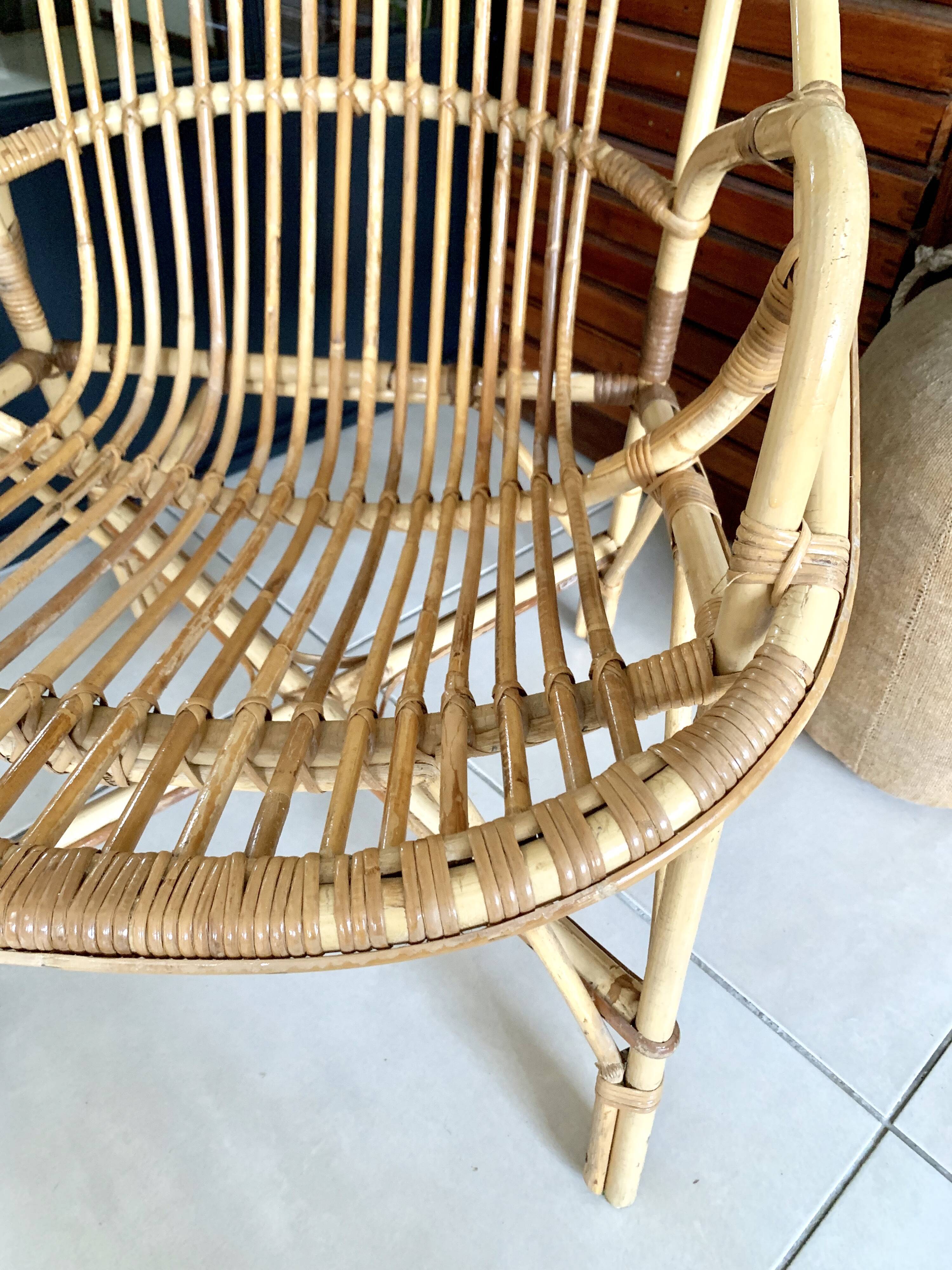Old vintage rattan chair