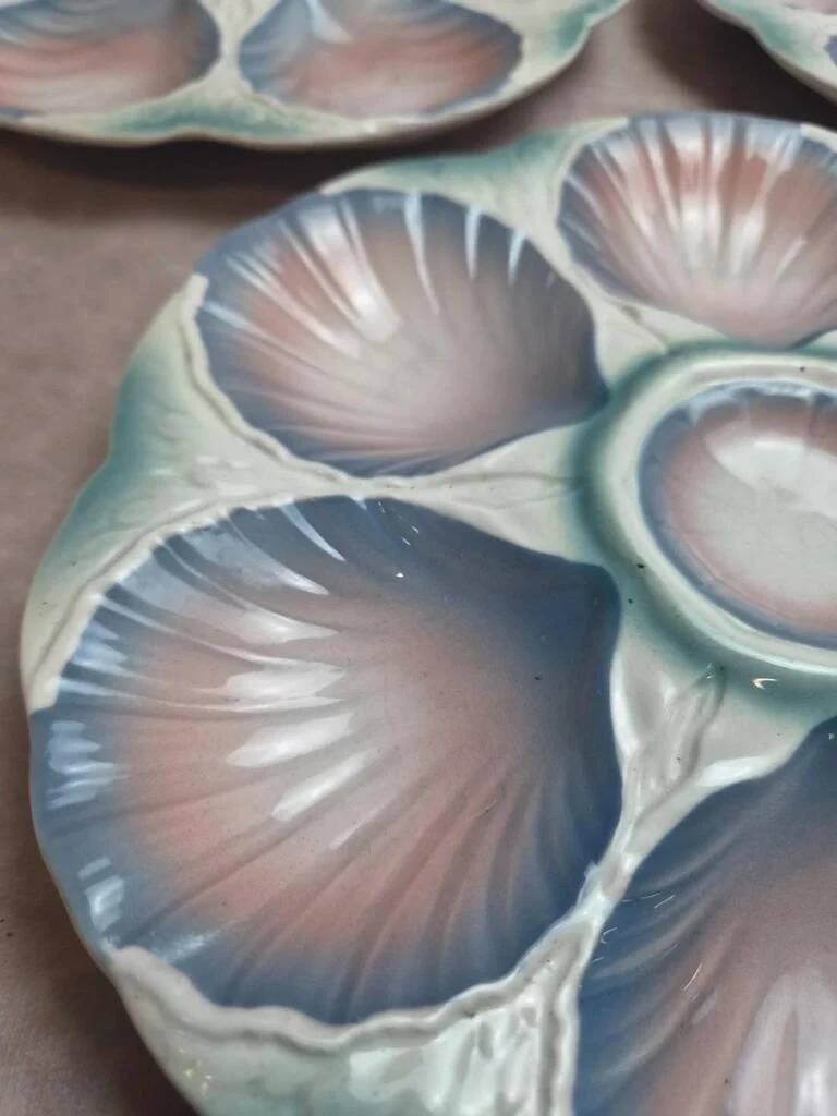 Set of 5 oyster plates Digoin Sarreguemines no. 32 – Antique majolica