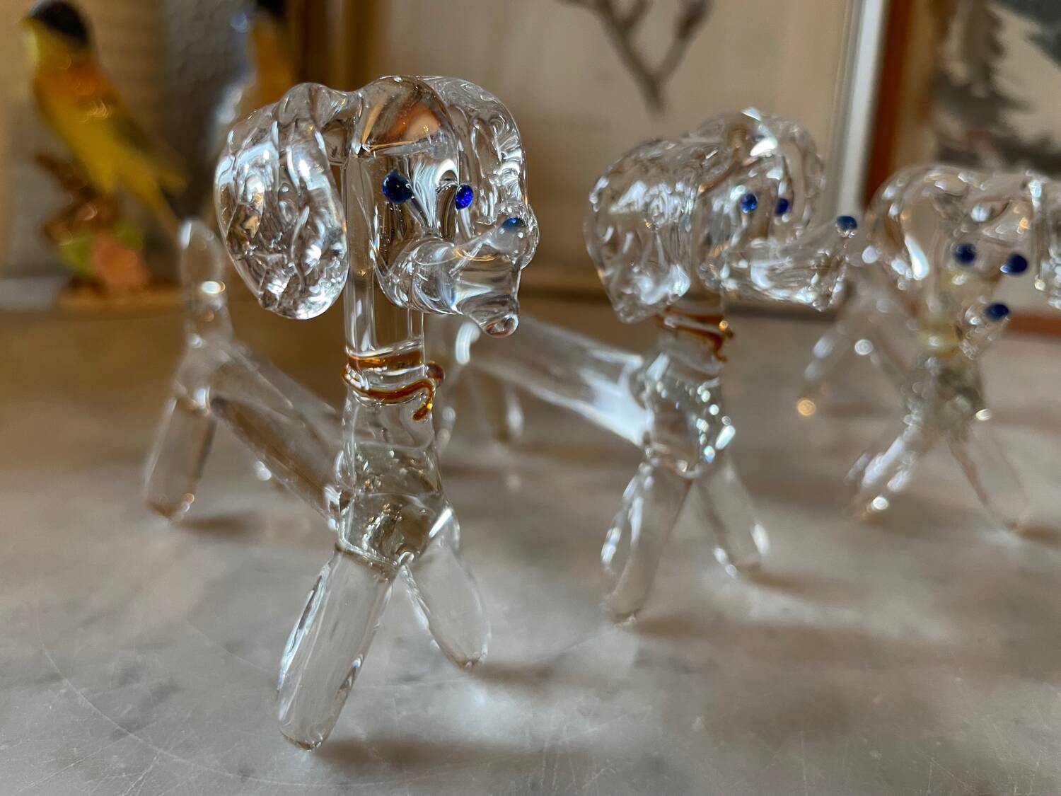 Blown glass dog knife holder