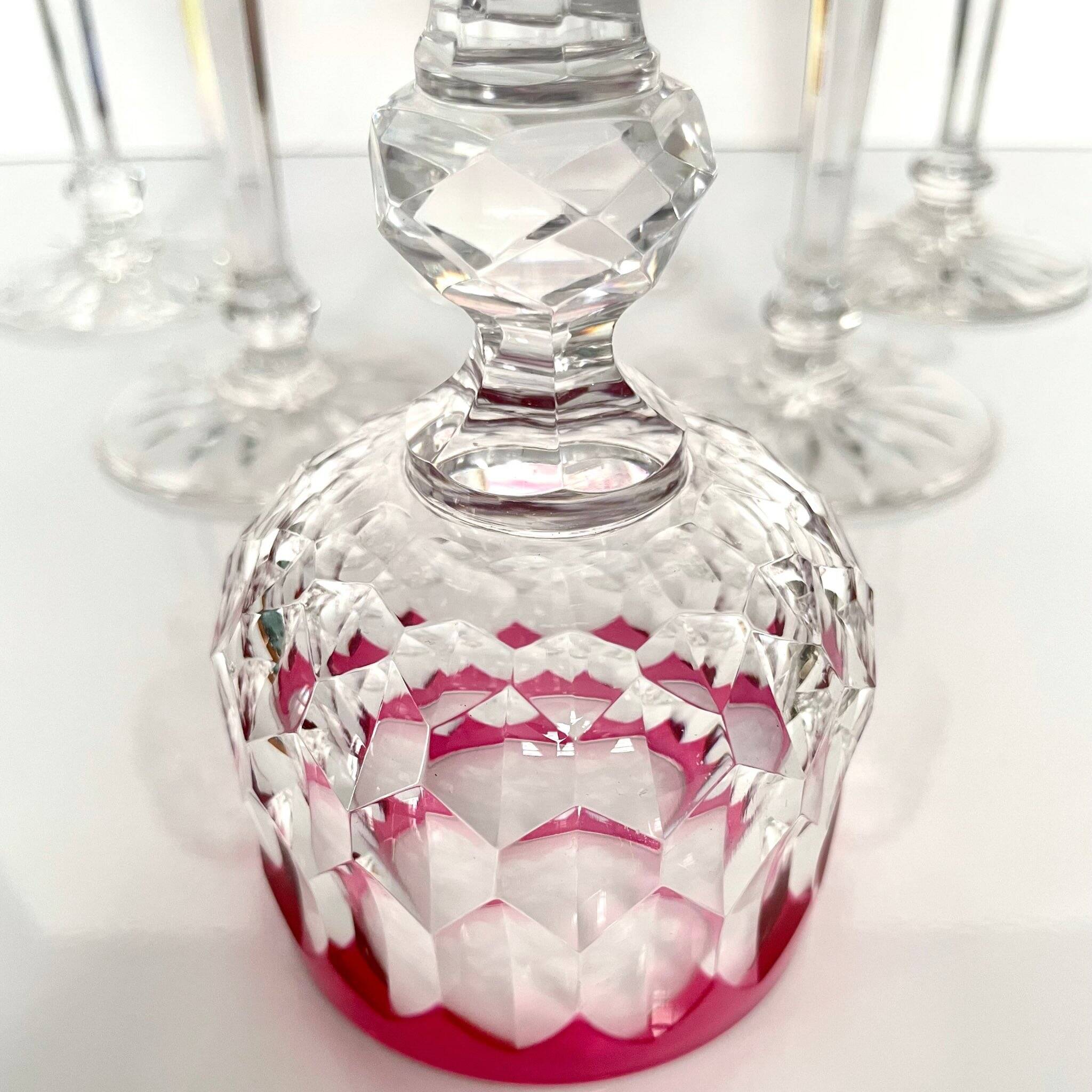 3 Baccarat Crystal Wine Glasses - Juvisy Red Model