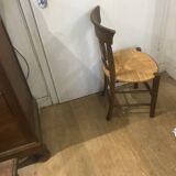 Solid wood and straw chair