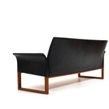 Danish Teak and Black Leather Sofa c.1960