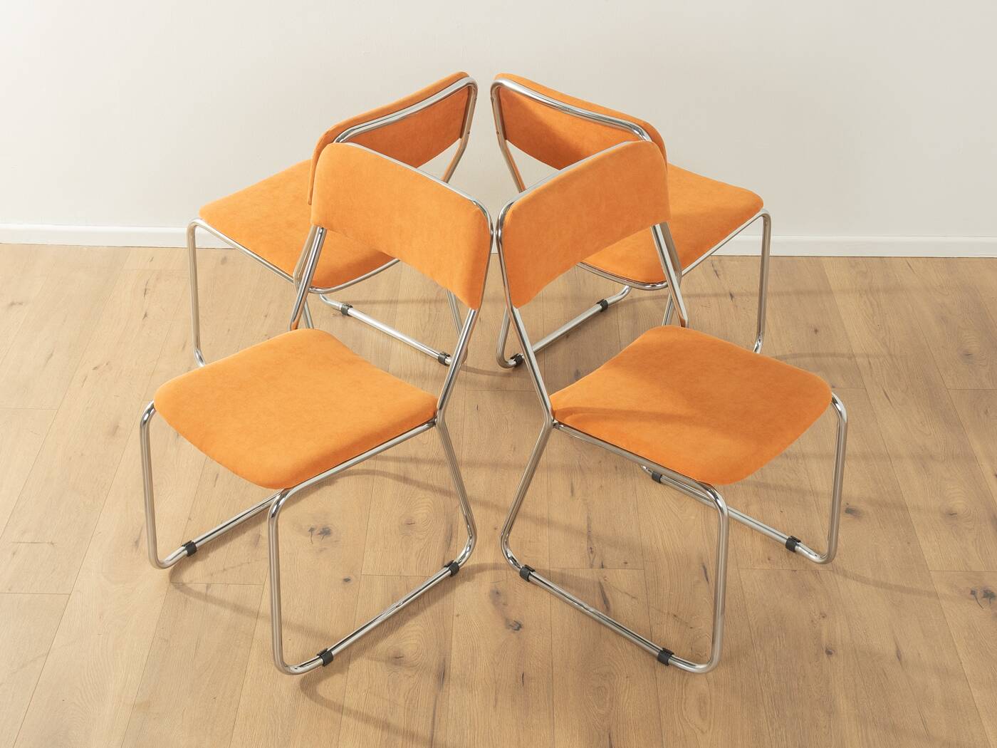 Classic chairs from the 1970s with chrome-plated stainless steel frame, set of 4