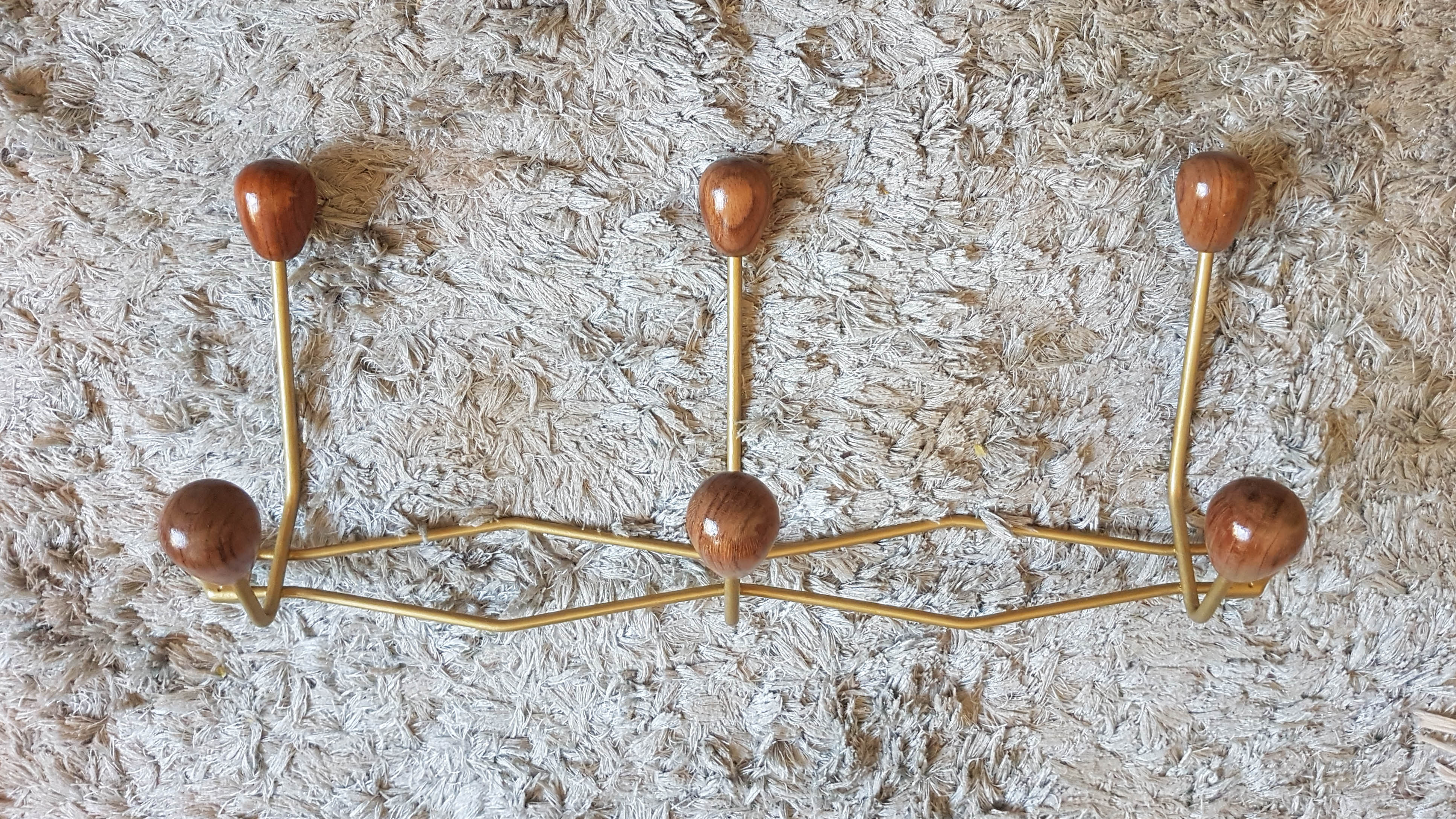 Vintage metal and wood coat rack year 50