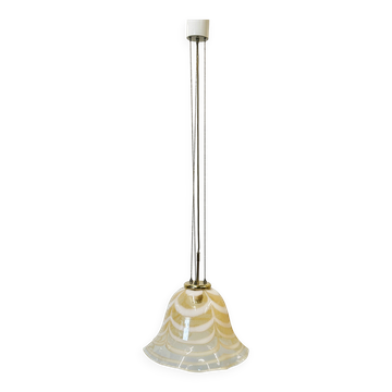 Lampe à suspension originale en verre d'art rayé de Murano vénitien Fazzoletto, Italie,