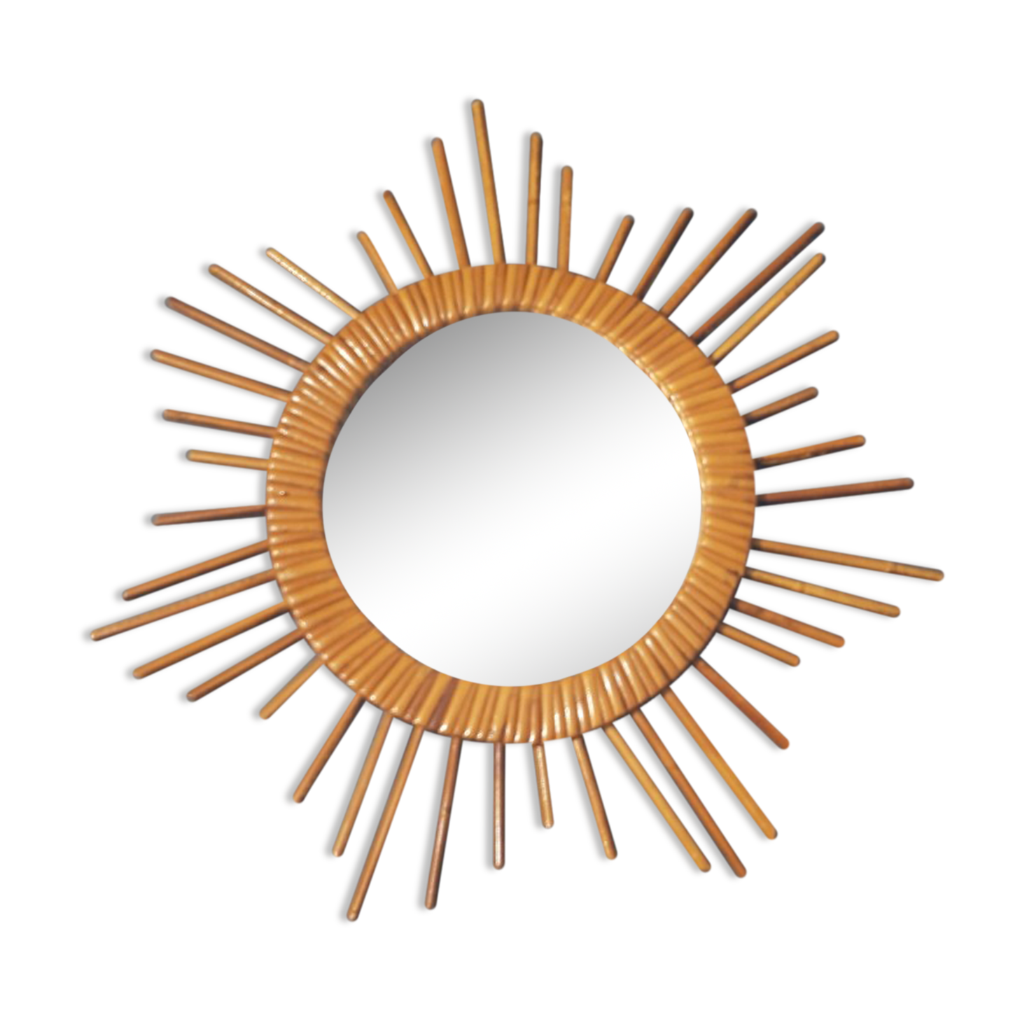 Vintage rattan sun mirror 36cm
