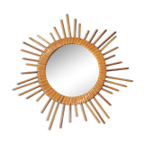 Vintage rattan sun mirror 36cm